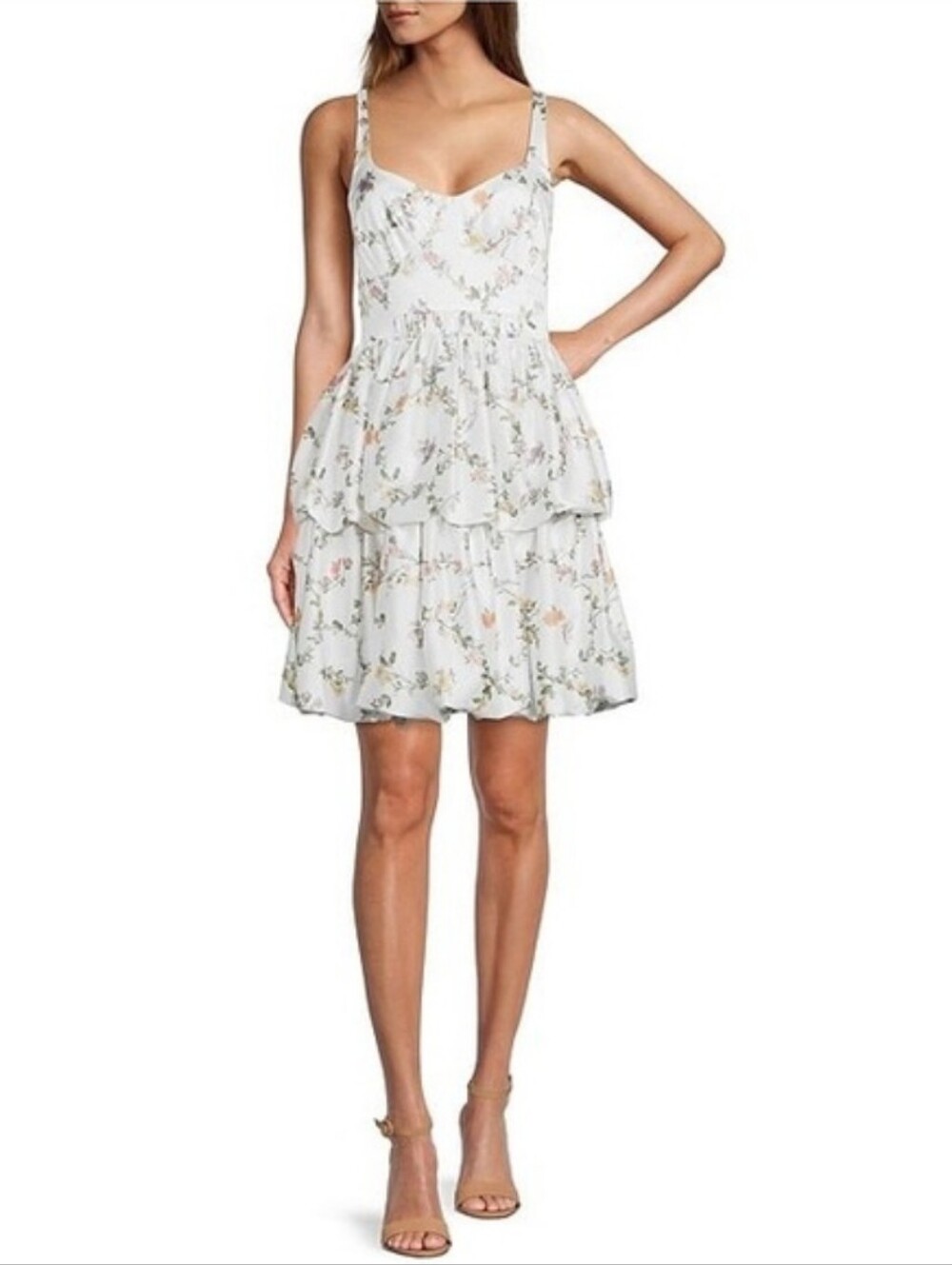 Antonio Melani Sabine Floral Sleeveless Ruffle Dress Size 6